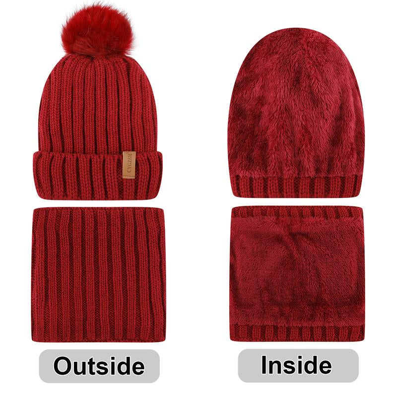 The Latest Fall and Winter Goodies for 2024,Winter Beanie Hat Scarf Gloves, Warm Fleece Knit Winter Hats Touch Screen Gloves Neck Scarf Set Winter Gifts for Women